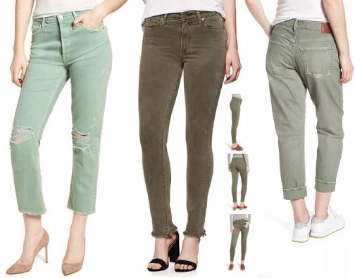 women's green jeans