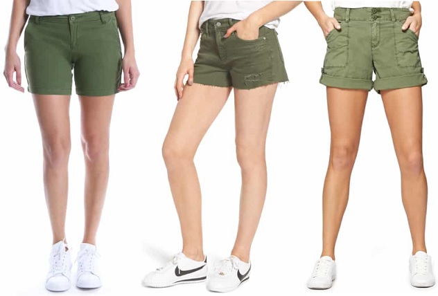 womens green shorts