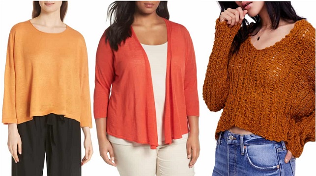 womens orange sweaters