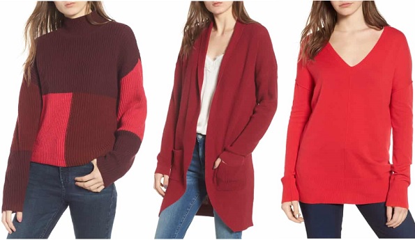 womens red sweaters