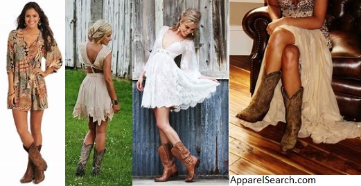 Women's Leather Cowgirl Boots Dresses