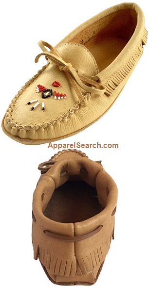 Moccasin Beaded with Leather Heel
