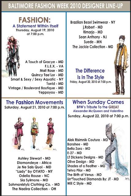 Baltimore Fashion Week August 2010 Designer Lineup