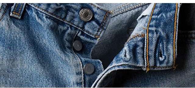 Button Fly Blue Jeans