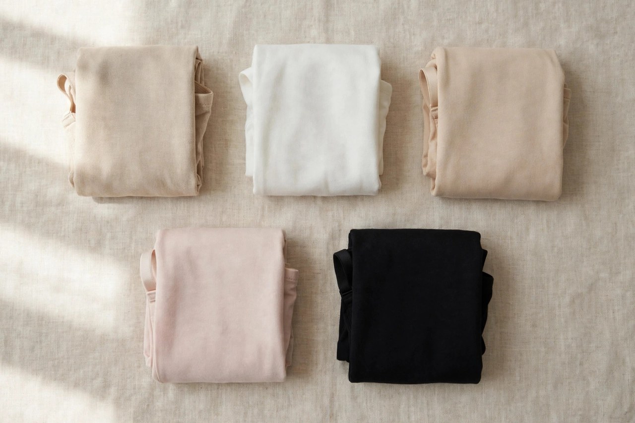 Neatly folded plain women's cotton demi bra in a soft solid color on a clean background