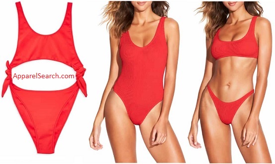 women's red swimwear