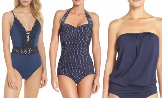 women's navy blue swimwear