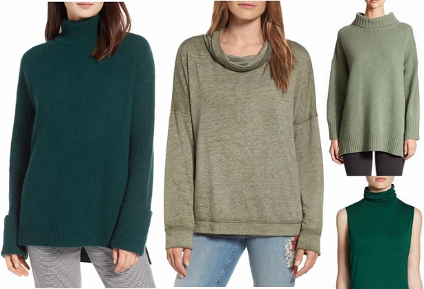 Women's Green Turtlenecks