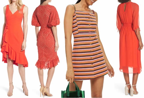 women's orange dresses