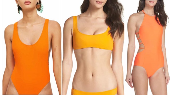 women's orange swimwear