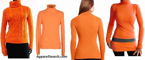 women's orange turtlenecks