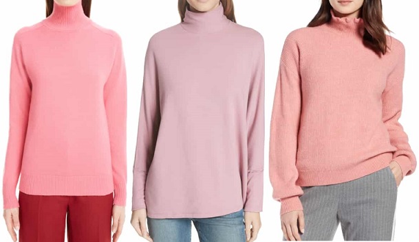 women's pink turtlenecks