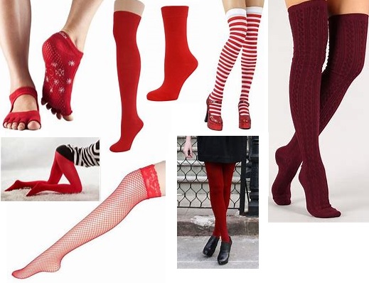 womens red hosiery