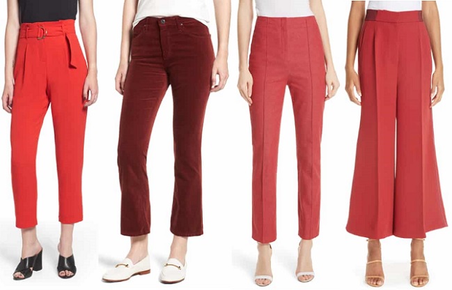 women's red pants