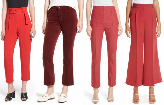 Red straight women's trousers 3/4 red, Trousers, Producent odzieży  damskiej – duże rozmiary, do7XL