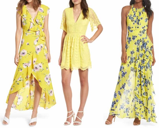 women's yellow dresses