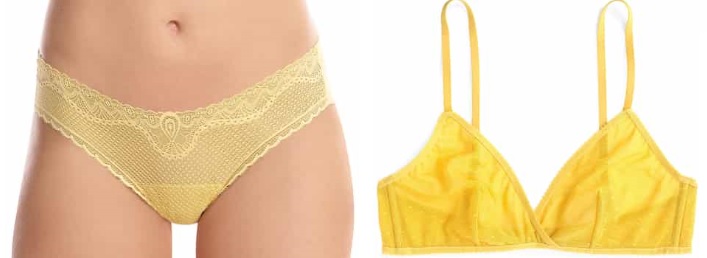 women's yellow lingerie panties & bras