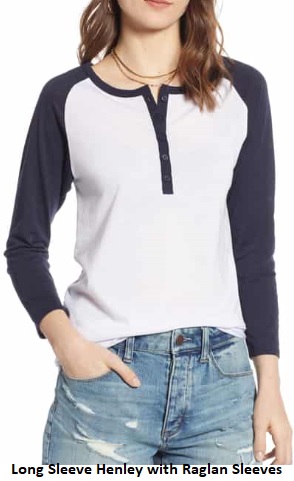 women's henley t-shirt raglan sleeve