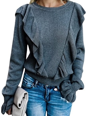 women's ruffle sweaters