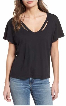 women's split neck t-shirt