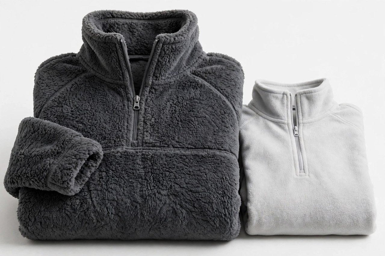 A women's heavyweight microfleece quarter zip mock pullover in deep burgundy with a stand-up mock neck zipped to the top