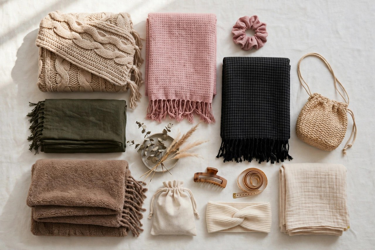 Women's plus size shawls folded and draped in chiffon, satin and soft knit fabrics in jewel and neutral tones