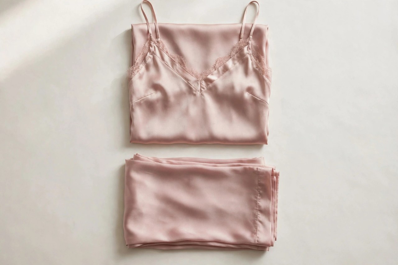 Women's silk sleepwear: the complete guide garment folded flat as a product photograph, no people