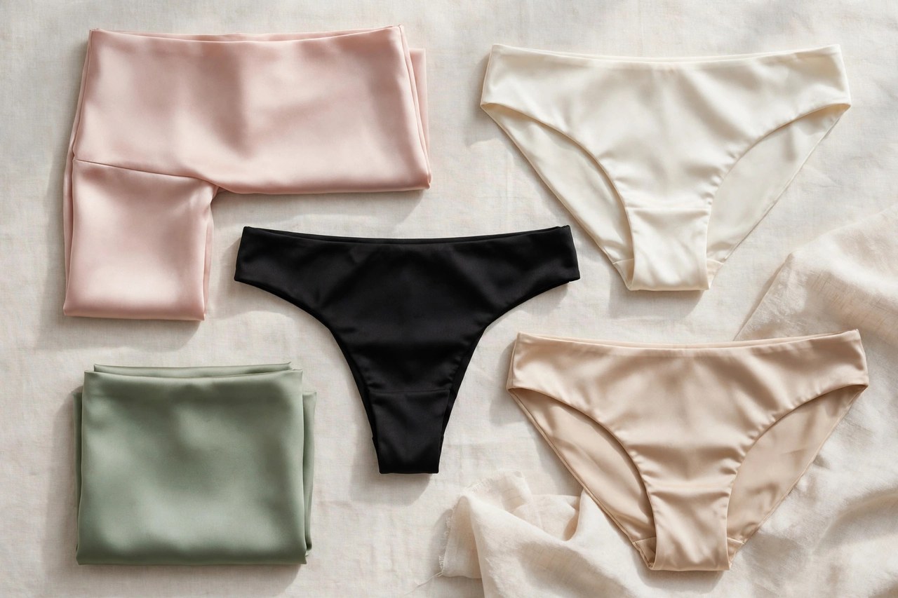Women's silk underwear: types, fabrics & buying basics garment folded flat as a product photograph, no people