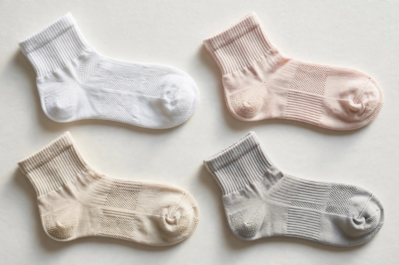 Women's tennis socks laid flat as a product photograph showing fabric and construction details