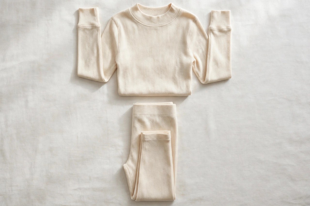 Women's thermal underwear shown as a flat product photograph, garment only, no people