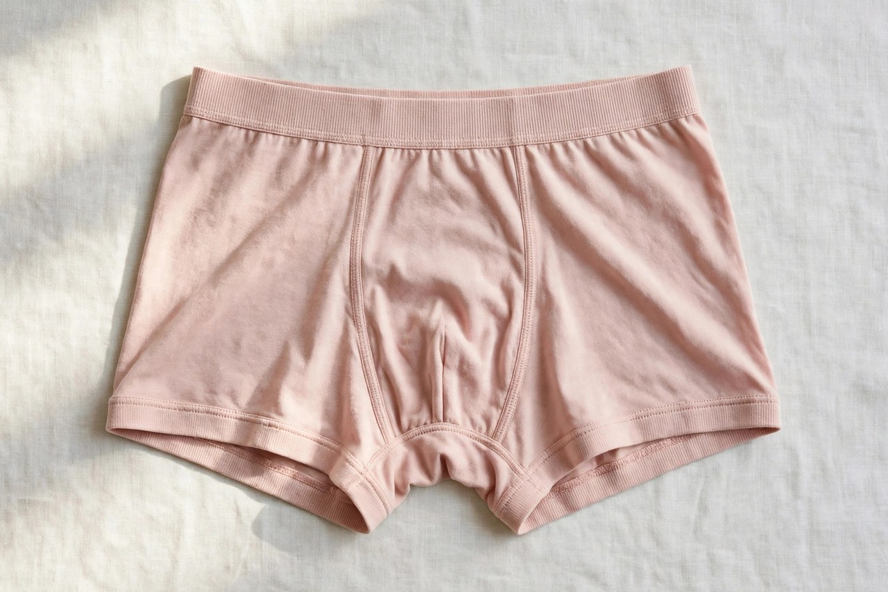 Women's boxer briefs shown as a flat lay product photograph, garment only, no people