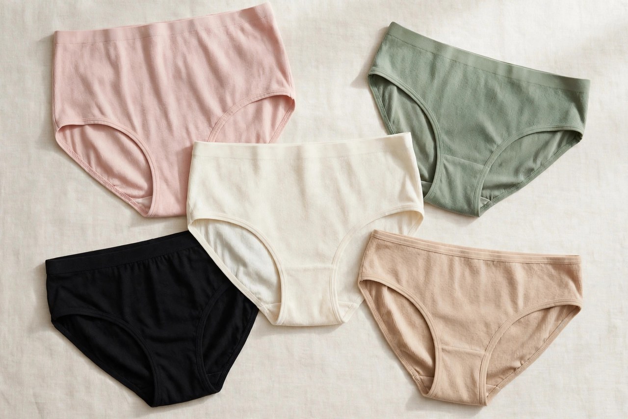 Women's comfy underwear shown as a flat lay product photograph, garment only, no people