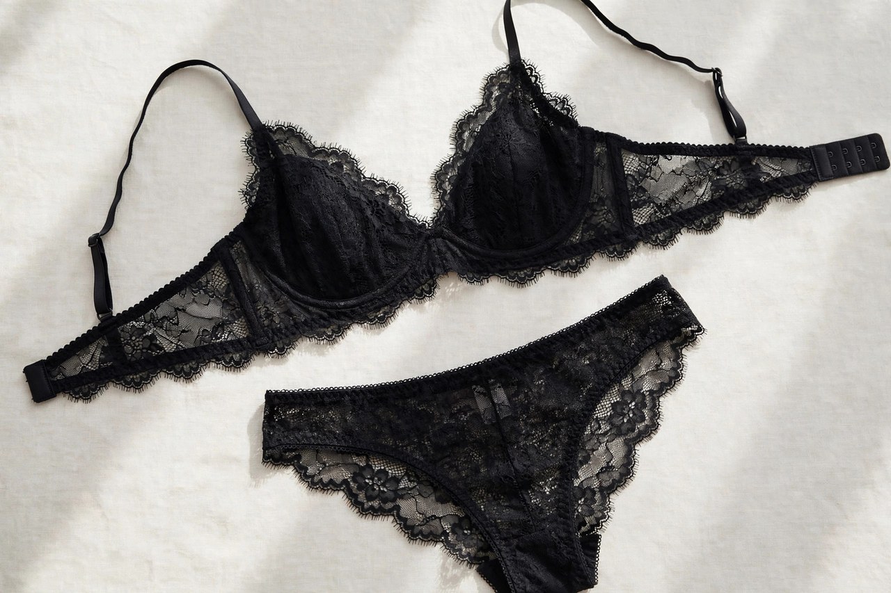 Women's sexy underwear shown as a flat lay product photograph, garment only, no people