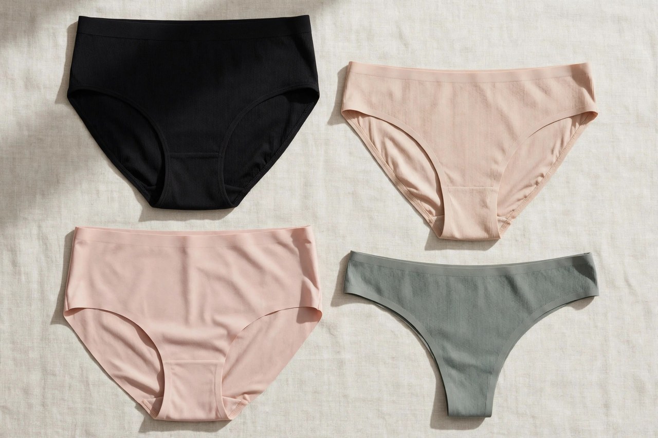 Women's spandex underwear shown as a flat lay product photograph, garment only, no people