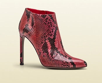 Gucci Gloria Shocking Pink Python Heeled Bootie