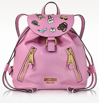 Moschino Pink Leather Bag with Pins