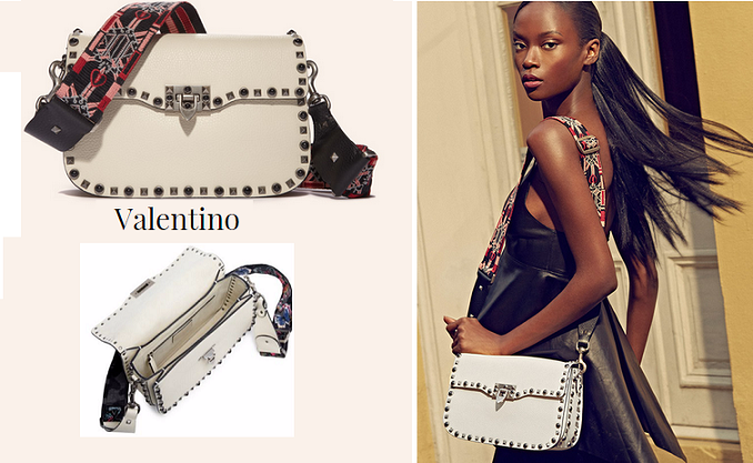 Valentino Rockstud Rolling Camu Guitar-Strap Leather Shoulder Bag