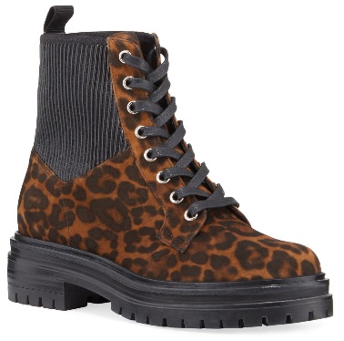 Leopard Print Sued Combat Booties