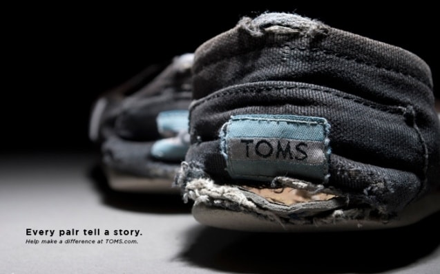 Tom's brand worn shoes