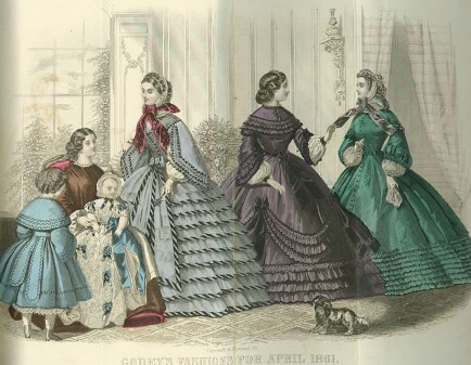 1860 period in fashion history - image of dresses
