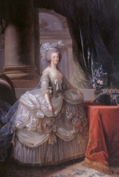 Pannier side hoops are undergarments most likely under the dress of this picture. This is portrait of Marie Antoinette by Elisabeth Vigee Le Brun 1779, Kunsthistorisches Museum, Vienna