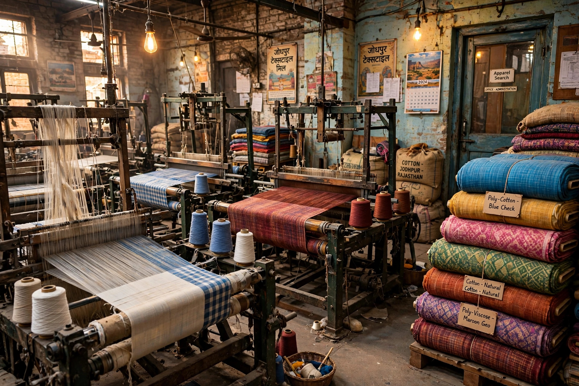 Illustration for the G.S. Kankariya fabric mill profile — 100% cotton, poly-cotton, 100% polyester and poly-viscose fabrics