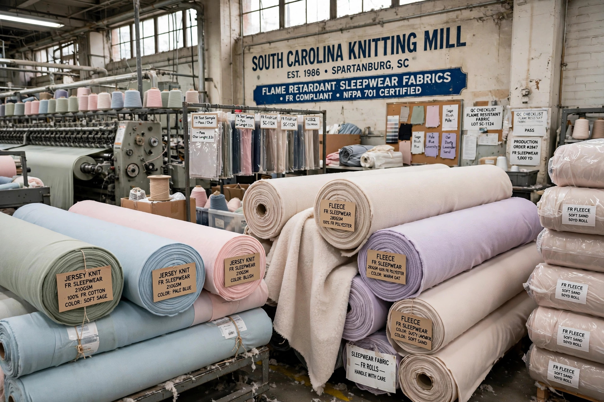 Illustration for the Lincoln Textile Sales fabric mill profile — Flame retardant sleepwear fabrics and knitted fabrics — jersey,
