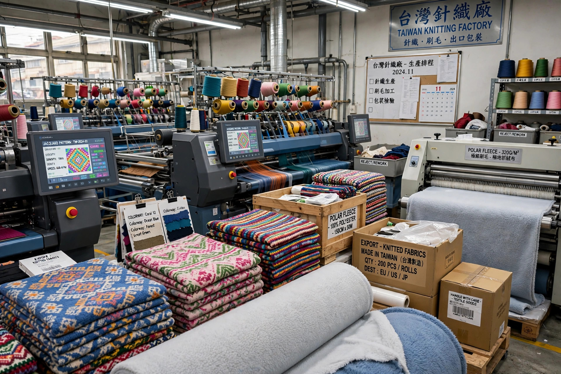 Illustration for the Lu Her Knitting Factory fabric mill profile — Knitted fabrics of almost all kinds — tricot, jacquard, fleece,