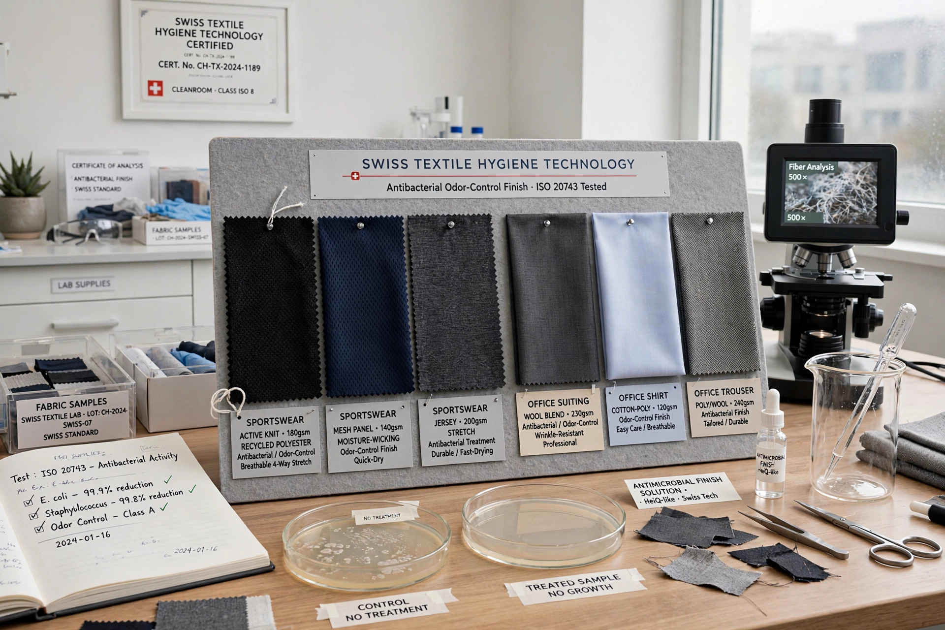 Illustration for the Sanitized AG fabric mill profile — Sanitized hygiene function — built-in antibacterial odor-control