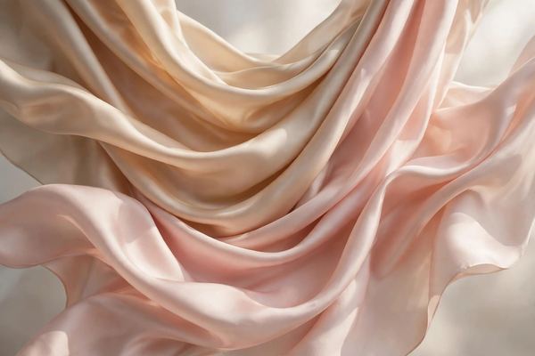 Flowing silk fabric in champagne tones