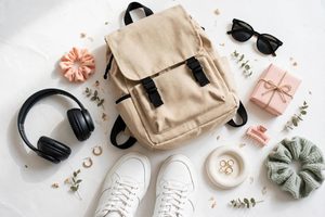 Trendy teen fashion gifts with sneakers, headphones and backpack