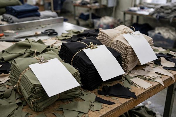 Production documents attached to bundles of cut fabric