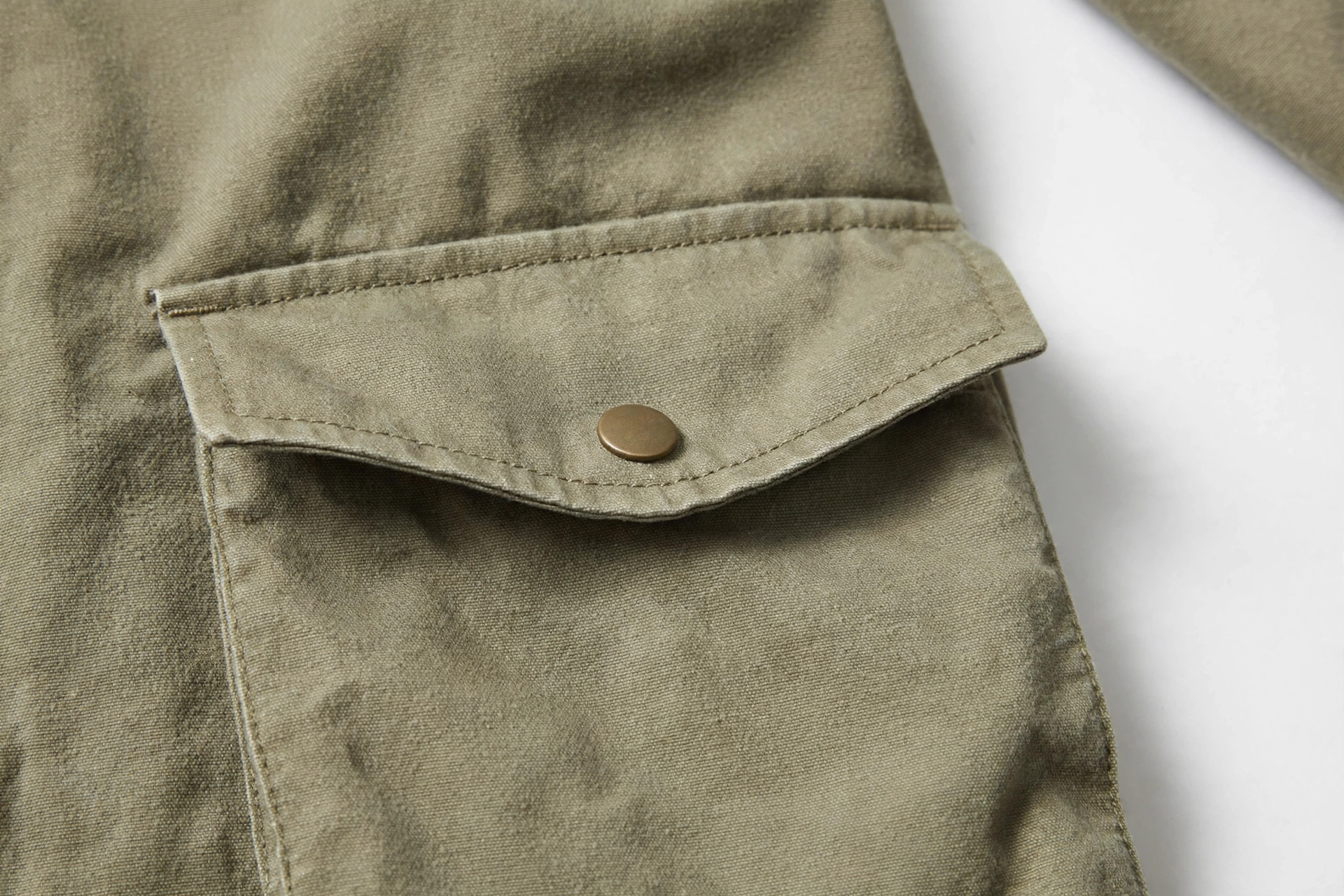 Close-up of a flap pocket on a casual field jacket