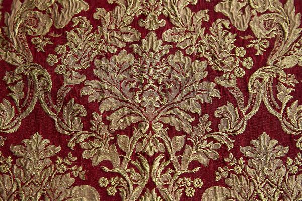 Jacquard woven fabric with intricate raised pattern